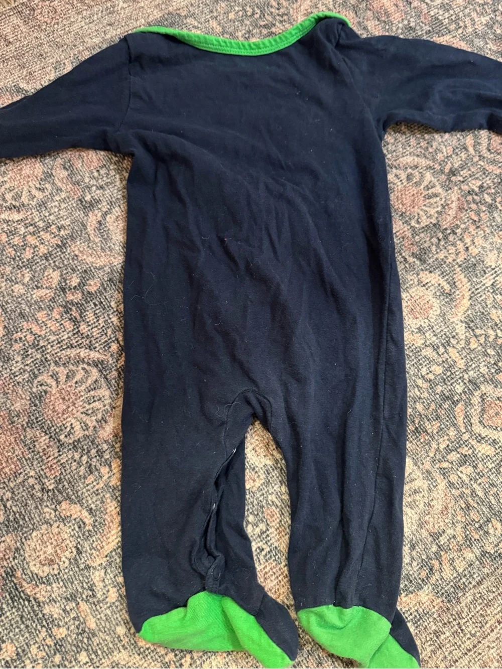 Ralph Lauren Baby Boys Navy Blue Polo Romper Coverall 9 Month Cream Collar